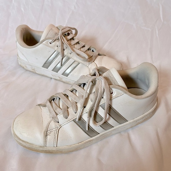 adidas Shoes Adidas White Tennis Shoes With Gray Stripes Poshmark